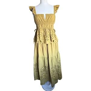 Moon River Green Tropical 2 Piece Set Cutout Skirt & Top (sz M) 463